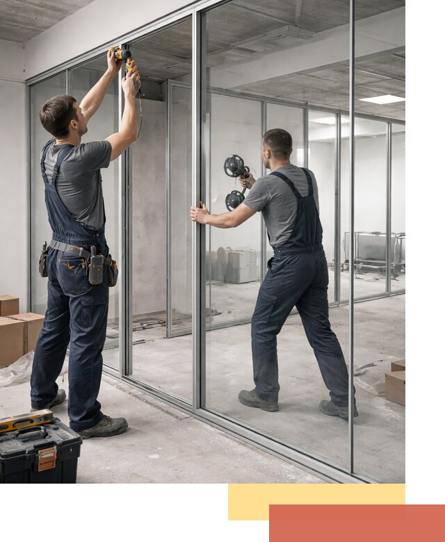 Алюминиевые перегородки со стеклом в Аксае — изготовление и монтаж