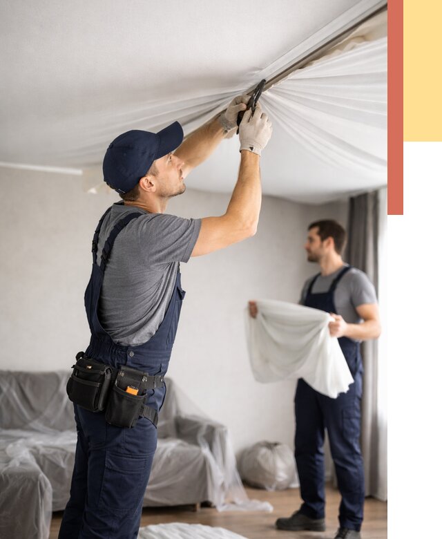 Демонтаж натяжного потолка в Аксае от 4571 руб. — снятие и разбор под ключ | ОТДЕЛОЧНИК-Акс