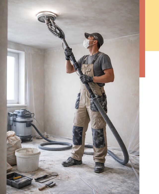 Шлифовка потолка в Аксае от 3555 руб. — услуги шлифования потолка | ОТДЕЛОЧНИК-Акс