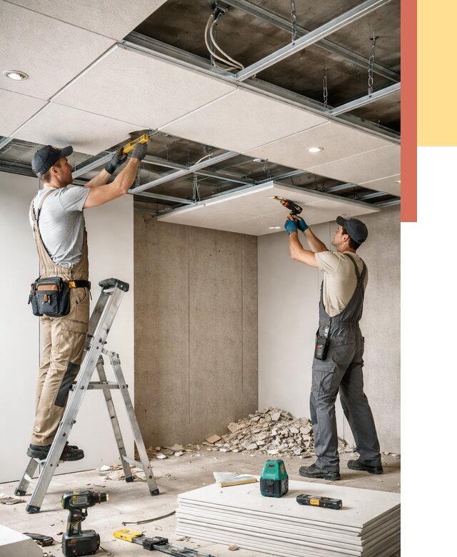 Монтаж акустического потолка в Аксае от 6602 руб/м2 — быстро и недорого | ОТДЕЛОЧНИК-Акс