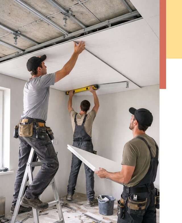 Монтаж потолка из ПВХ панелей в Аксае от 3555 руб./м2 — быстро и недорого | ОТДЕЛОЧНИК-Акс