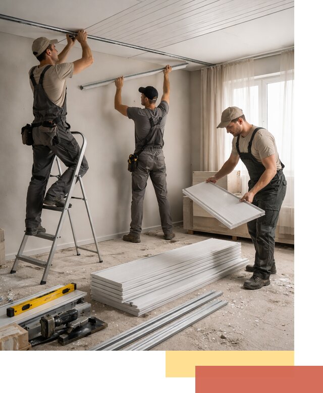 Монтаж потолка из ПВХ панелей в Аксае оперативно и качественно