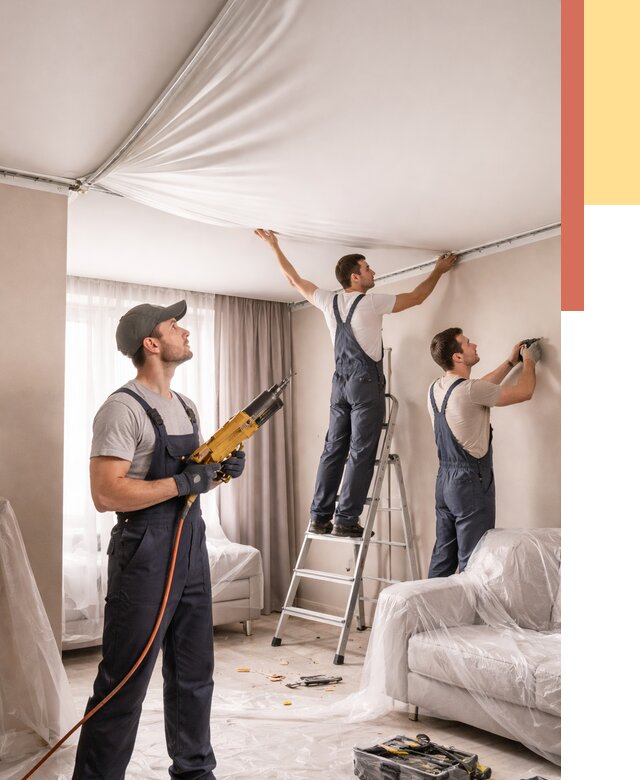 Установка натяжного потолка в Аксае от 4571 руб. | Быстро и недорого — ОТДЕЛОЧНИК-Акс