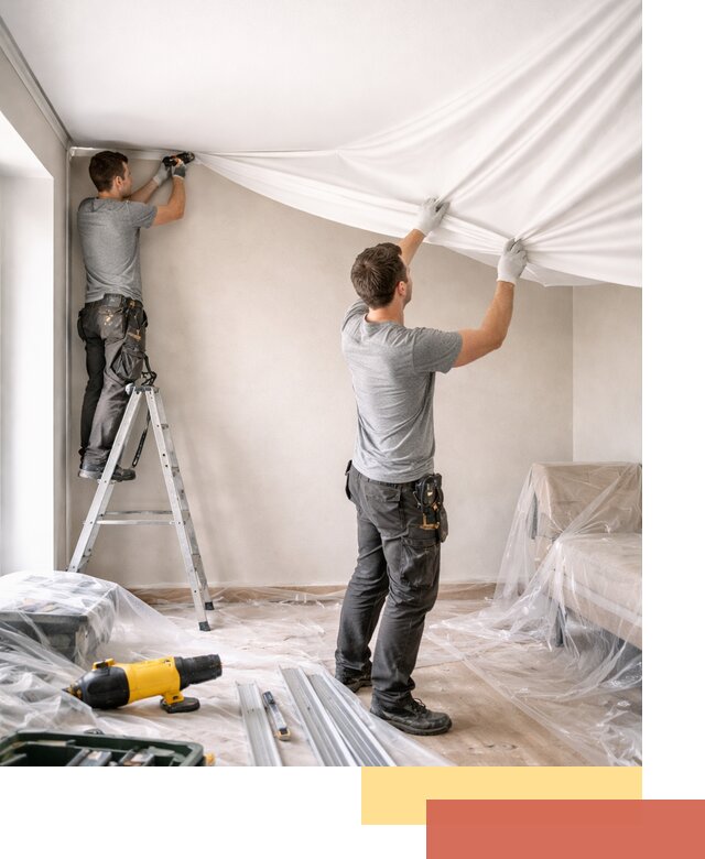 Монтаж тканевого натяжного потолка в Аксае недорого и быстро