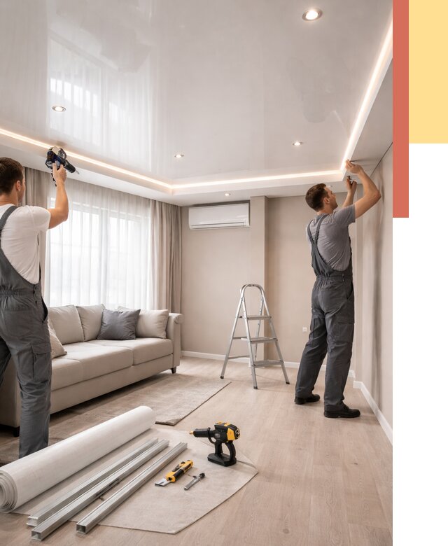 Монтаж глянцевого натяжного потолка в Аксае от 762 руб. под ключ | ОТДЕЛОЧНИК-Акс