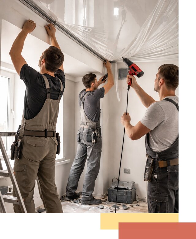 Монтаж глянцевого натяжного потолка в Аксае быстро и качественно