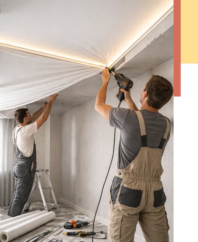 Монтаж натяжного потолка с подсветкой в Аксае от 965 руб. | ОТДЕЛОЧНИК-Акс