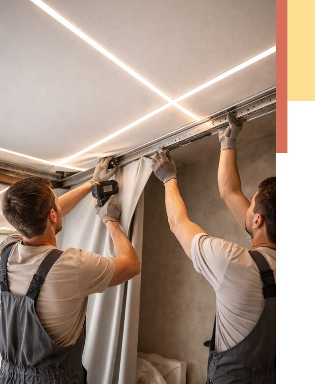 Монтаж натяжного потолка со световыми линиями в Аксае от 1219 руб. | ОТДЕЛОЧНИК-Акс