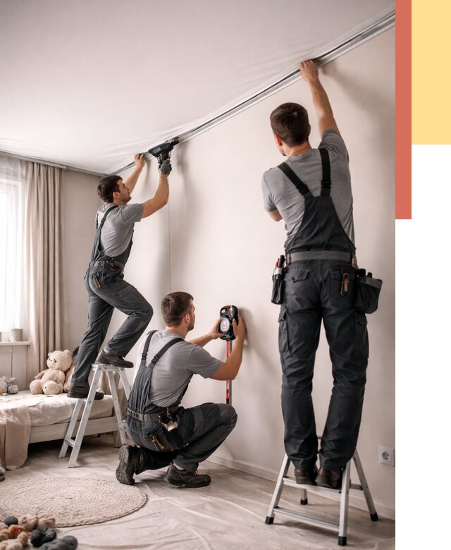 Монтаж натяжного потолка в детской в Аксае от 3555 руб. — быстро и недорого | ОТДЕЛОЧНИК-Акс