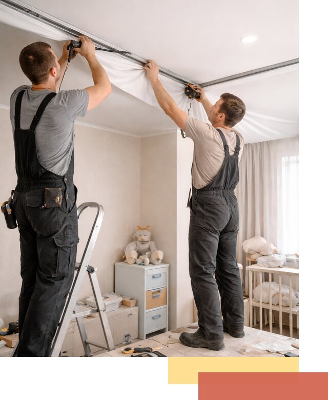 Монтаж натяжного потолка в детской комнате в Аксае