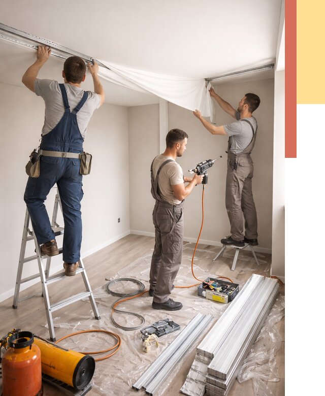 Монтаж натяжного потолка в студии в Аксае от 5586 руб. — быстро и недорого | ОТДЕЛОЧНИК-Акс