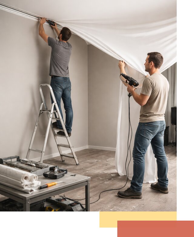 Монтаж натяжного потолка в студии в Аксае