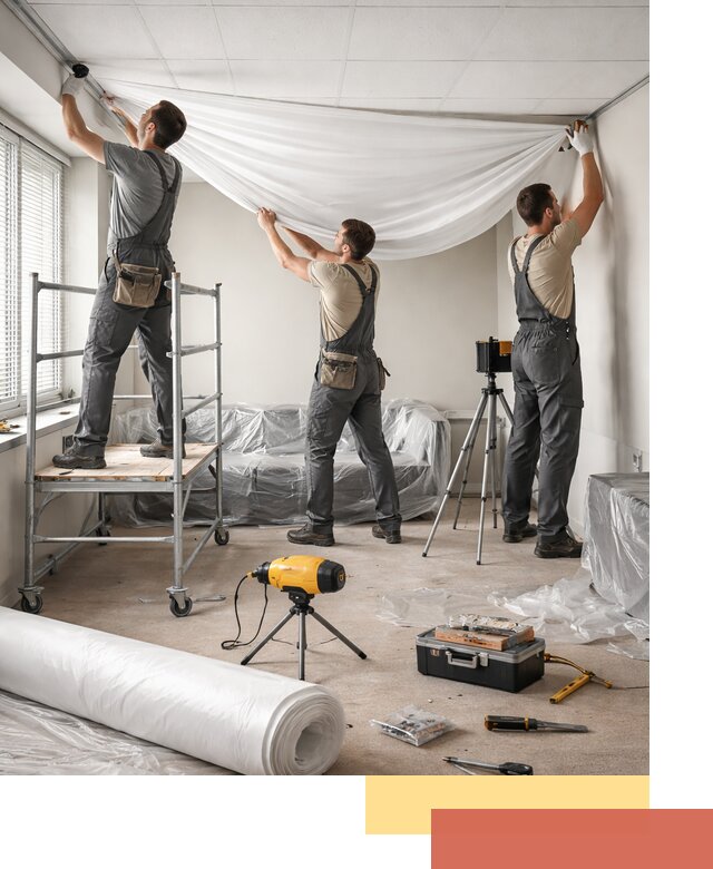 Монтаж натяжного потолка в офисе в Аксае