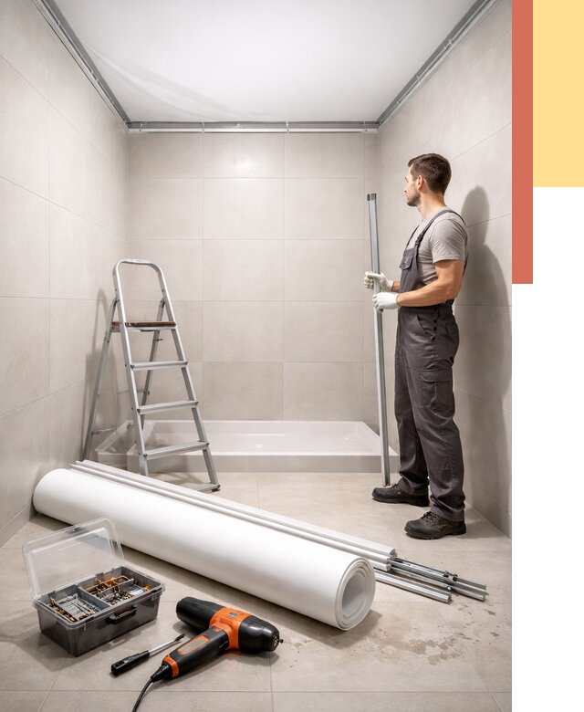 Монтаж натяжного потолка в санузле в Аксае от 1879 руб. — ОТДЕЛОЧНИК-Акс