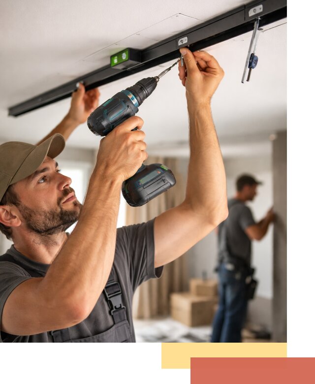 Установка трековых светильников в натяжной потолок в Аксае