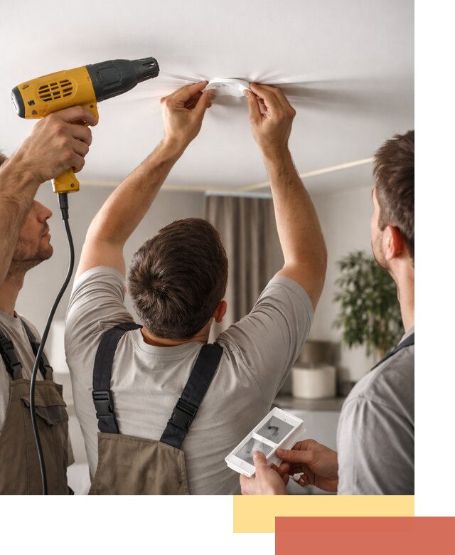 Ремонт прокола полотна натяжного потолка в Аксае