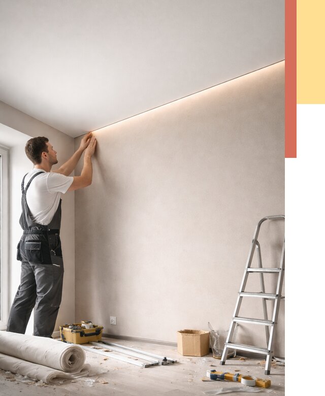 Теневые натяжные потолки в Аксае от 8329 руб. под ключ | ОТДЕЛОЧНИК-Акс