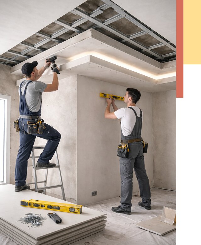 Двухуровневый потолок из гипсокартона в Аксае от 1473 руб. под ключ | ОТДЕЛОЧНИК-Акс