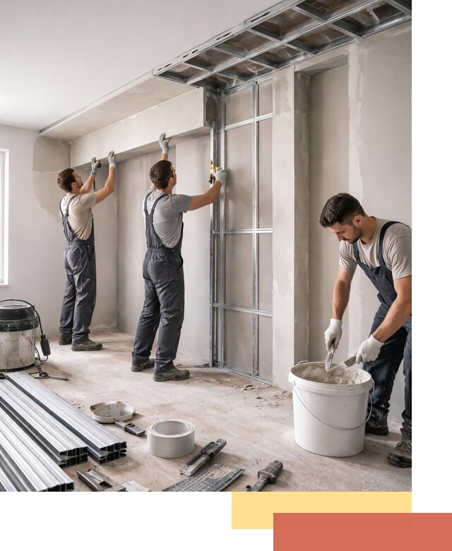 Монтаж потолка из гипсокартона с нишей в Аксае