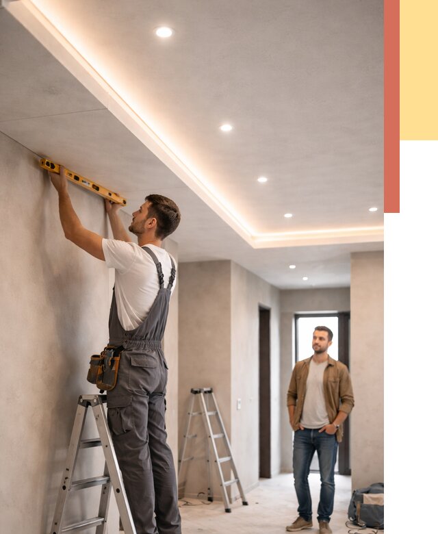 Потолок из гипсокартона с подсветкой в Аксае от 762 руб./м2 под ключ | ОТДЕЛОЧНИК-Акс