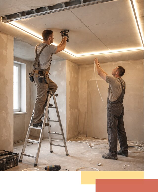 Потолок из гипсокартона с подсветкой в Аксае