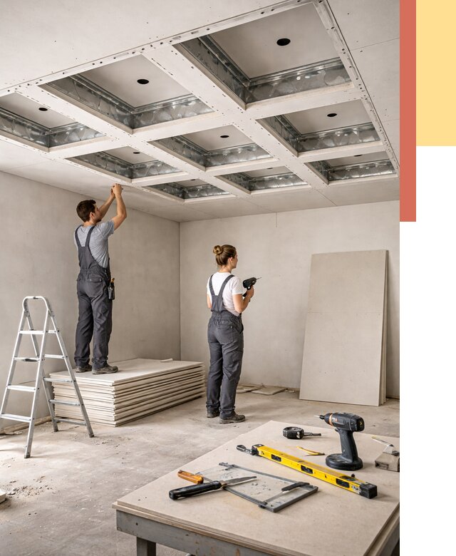 Кессонный потолок из гипсокартона в Аксае от 1879 руб. — монтаж и под ключ | ОТДЕЛОЧНИК-Акс