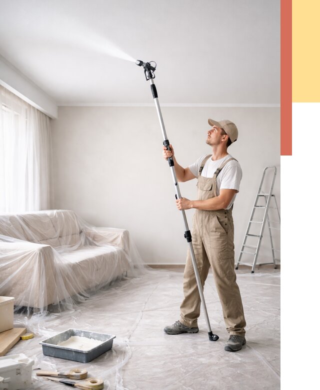 Покраска потолка краскопультом в Аксае от 4571 руб. быстро и недорого | ОТДЕЛОЧНИК-Акс