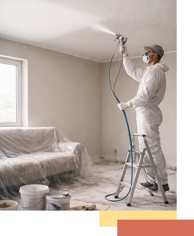 Покраска потолка краскопультом в Аксае быстро и качественно