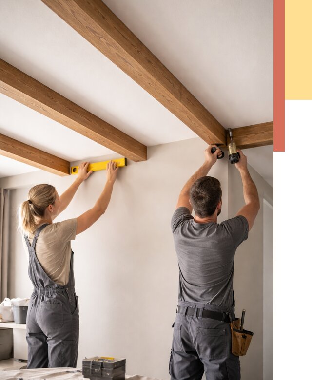 Монтаж декоративных балок на потолок в Аксае от 4266 руб. — ОТДЕЛОЧНИК-Акс