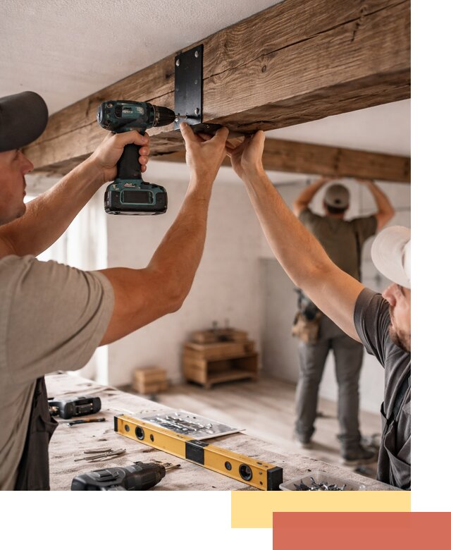 Монтаж декоративных потолочных балок в Аксае