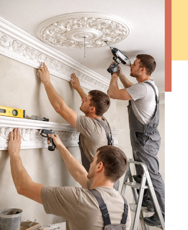 Монтаж лепнины на потолок в Аксае от 3250 руб. быстро и недорого | ОТДЕЛОЧНИК-Акс